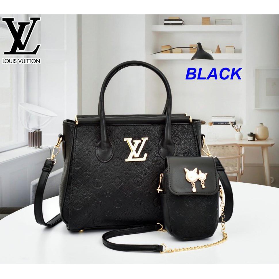 TAS WANITA KULIT BATAM IMPORT MURAH TERBARU 2019 DV3734LV SET 2 IN 1 SEMI PREMIUM