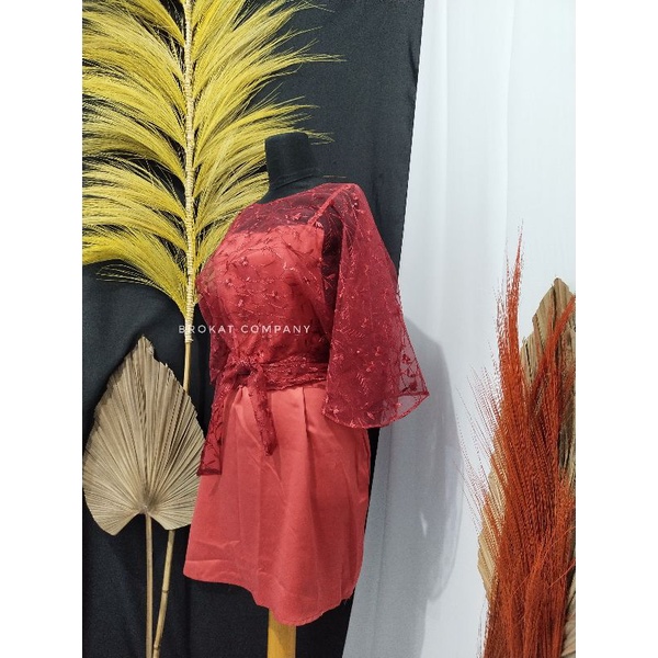 Mini dress pesta kondangan anaya dress brukat tille brokat bordir simpul multifungsi