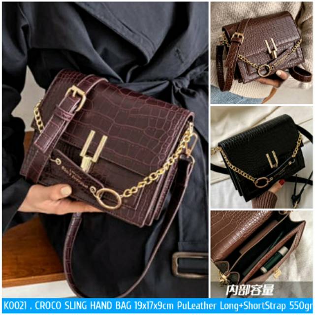 GIJ TAS K0021 1kg2 CROCO PARTY SLING HAND BAG TAS