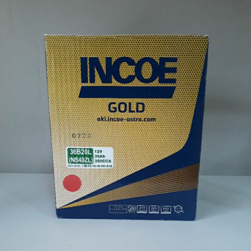 Aki Mobil Honda Brio, BRV, Freed, Jazz INCOE GOLD NS40ZL Aki Basah