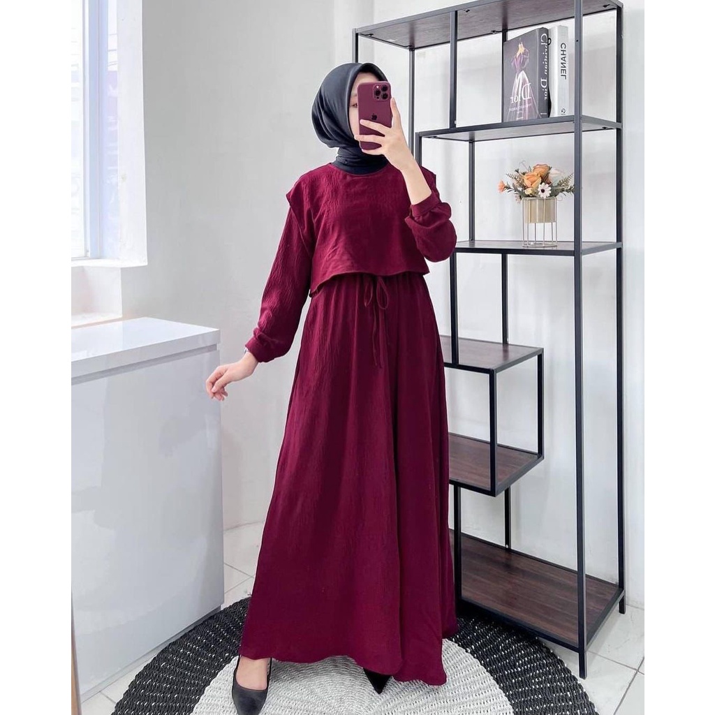 Abela Dress Crinkle crinkle airflow deodora premium gamis wanita