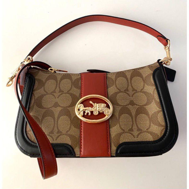 ready coach georgia color block color khaki teracota multi