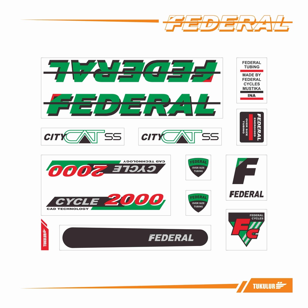 STIKER DECAL SEPEDA FEDERAL CITY CAT MODEL 3