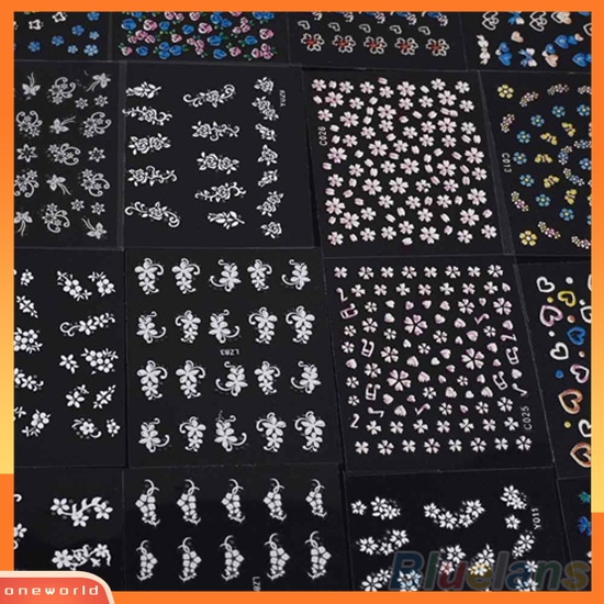 (ONWO) 30 Lembar / Set Stiker Decal Motif Bunga Campur Untuk Aksesoris Nail Art / Manicure DIY