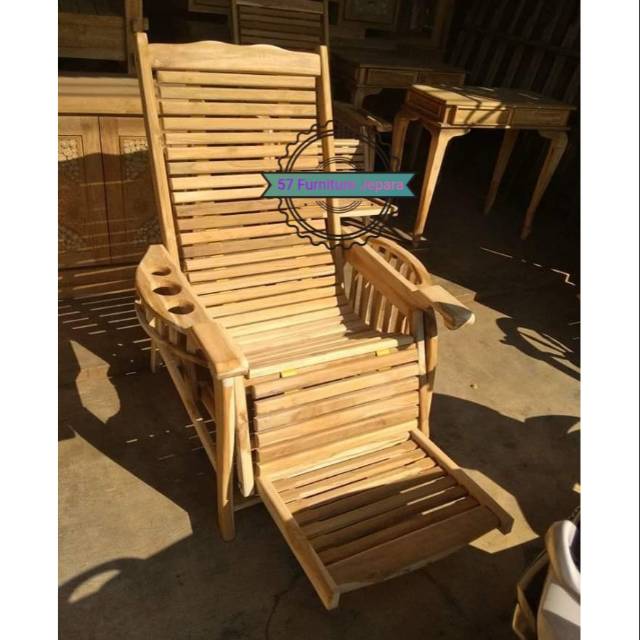 Kursi malas/ goyang hias kayu jati - kursi rebahan pajangan mentahan
