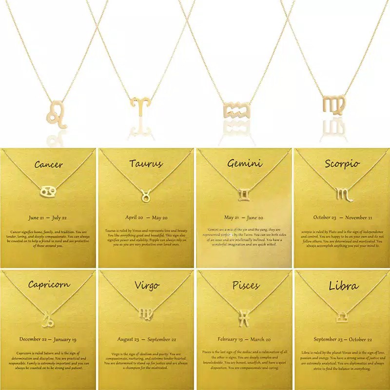 Kalung Liontin Zodiak Wanita Zodiac Necklace Gold