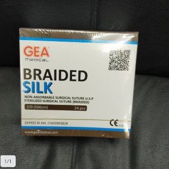 Catgut Braided Silk 2/0 Tanpa Jarum GEA