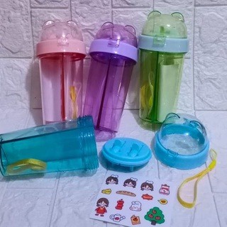 [650gr] LT- Duet Couple bottle Travel 420ml Botol Minum Dual Use Dua Sisi Sedotan