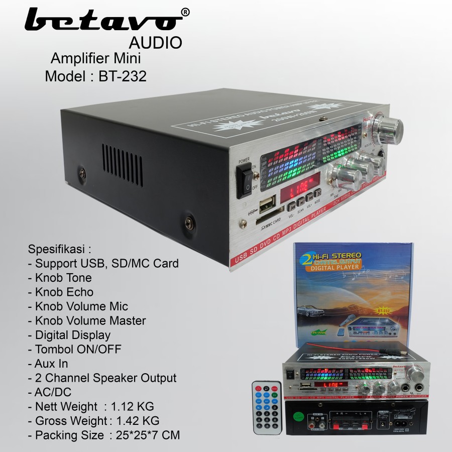 BETAVO MINI AMPLIFIER BT 232 PROFESSIONAL AMPLIFIER