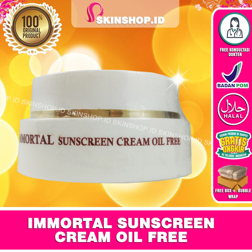 Immortal Sunscreen Oil Free Cream 12,5gr  Original / Krim Tabir Surya Kulit Berminyak BPOM Aman