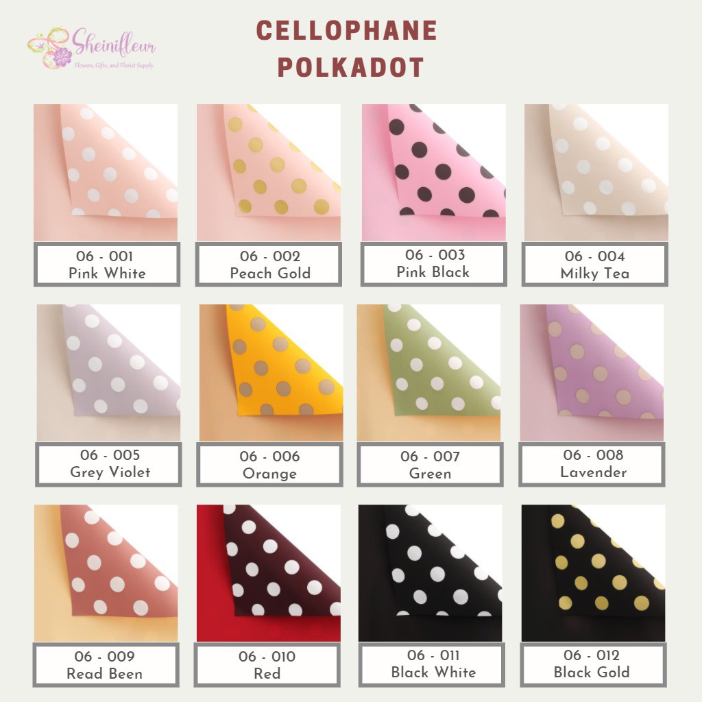 KB11 FLOWER WRAPPING POLKADOT CELLOPHANE KERTAS BUKET PEMBUNGKUS / BUNGKUSAN BUNGA WATERPROOF [1KG=108PCS]