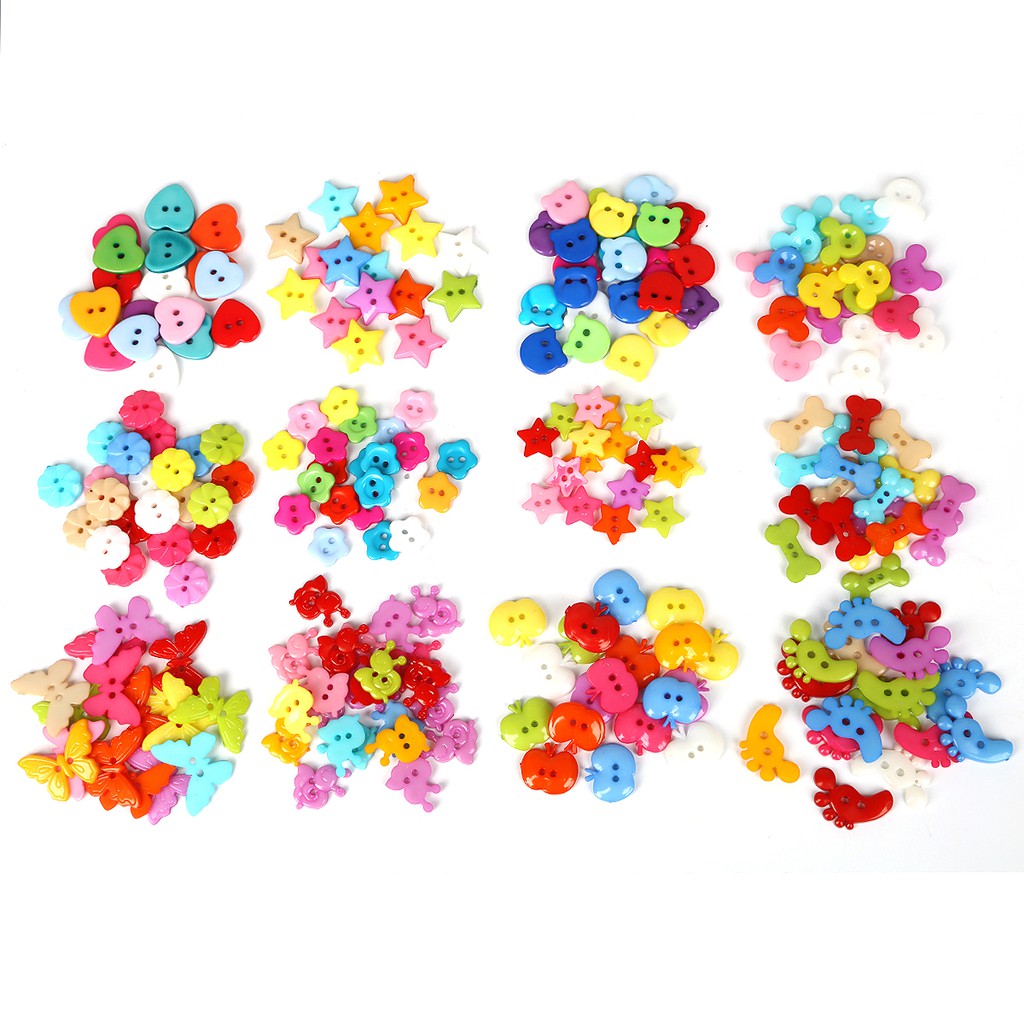 50-100 Pcs Cinta Hati Bulat Bintang Mix Bentuk DIY Scrapbooking Kartun Kancing Kancing Plastik Pakaian Anak Jahit