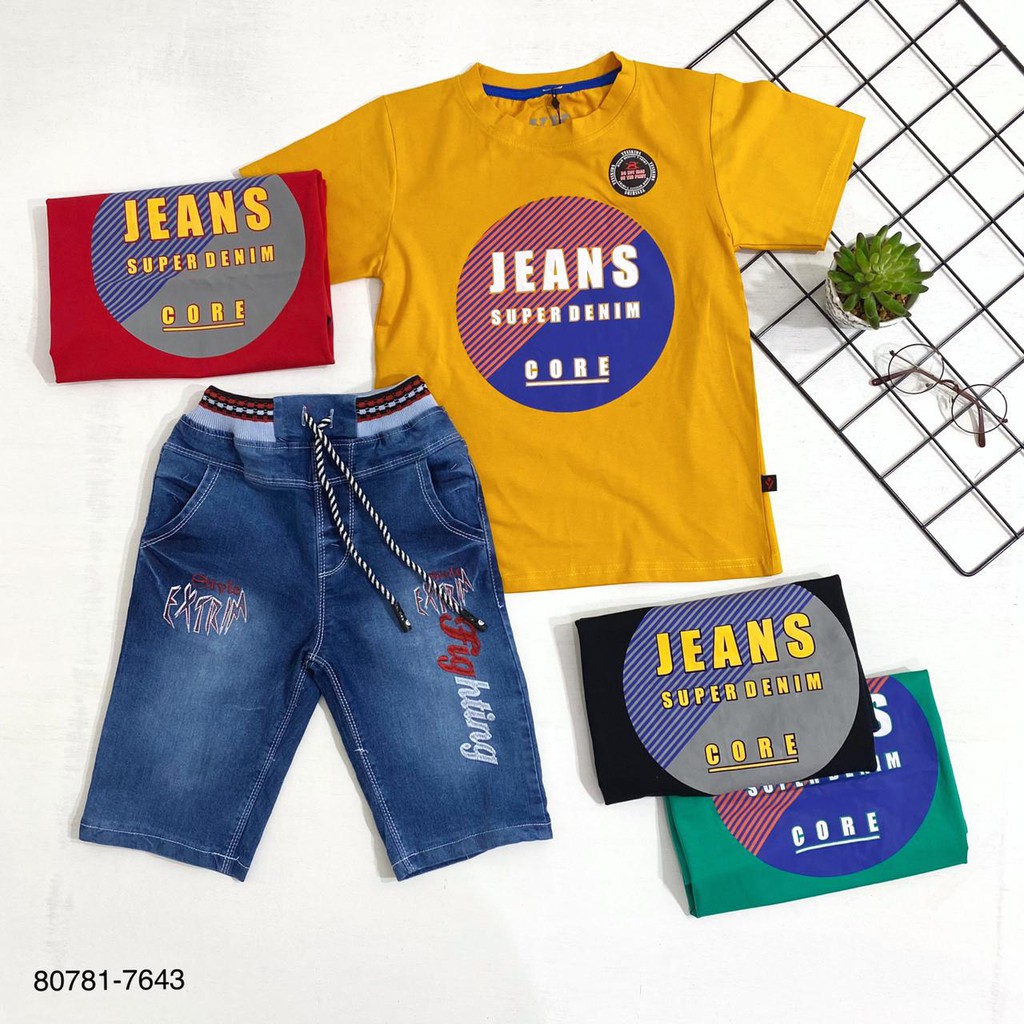 SETELAN JEANS BASIC SABLON YESS KIDS GROSIR 3PCS SZ 1620 (9-11th)