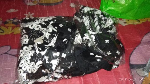 Couple Gamis Sogan Tarantula 2518 Sarimbit Monokrom Gamis Batik Klok