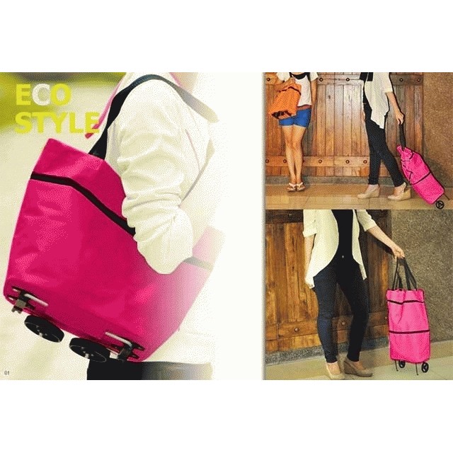 Foldable Shopping Bag Tas Belanja Trolly Lipat Trolley Bag Tas Troli Tas Belanja Lipat Roda Serbaguna