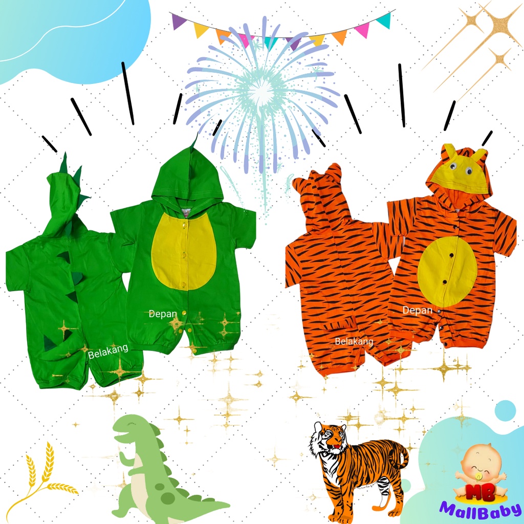 Jumper Bayi Karakter Lucu Motif Hewan Dinosaurus