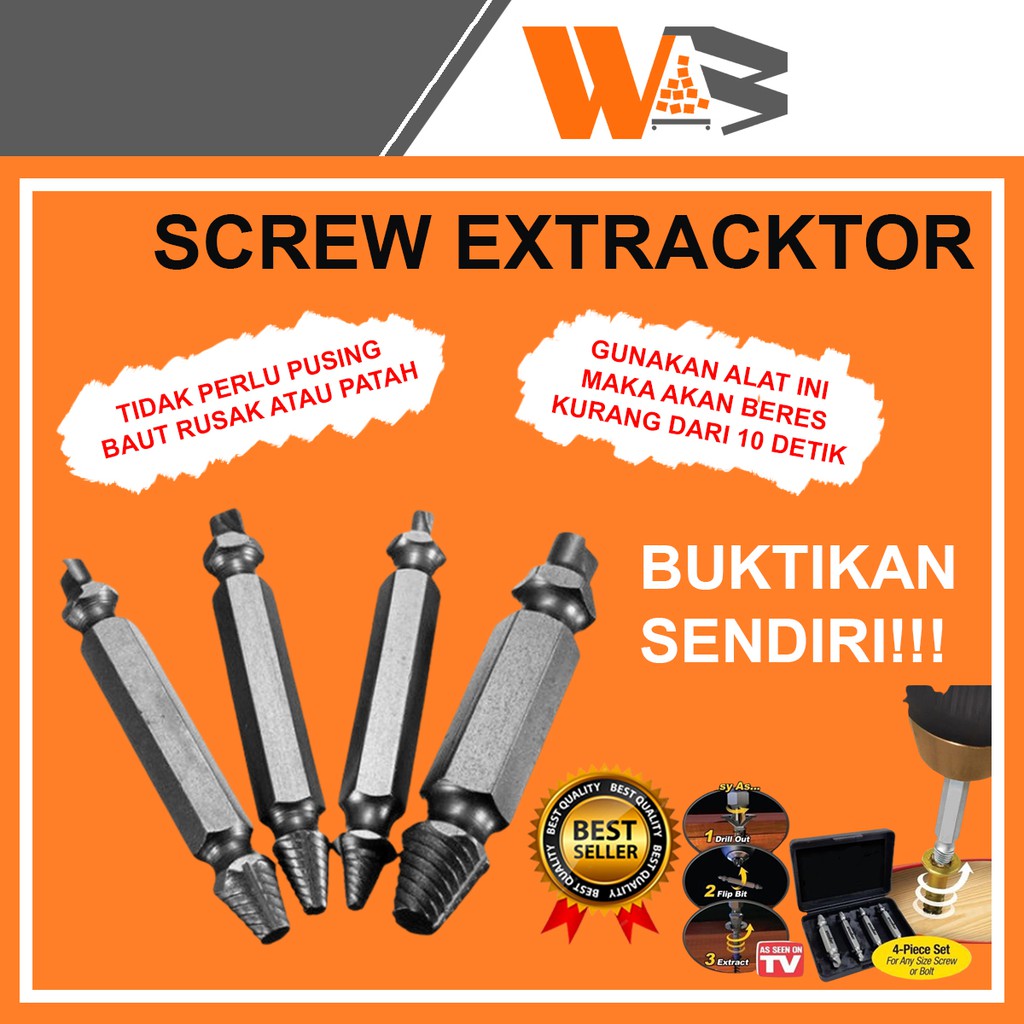 COD Screw Extractor Pembuka Baut Sekrup Mur Mor Rusak Patah Dol Doll B87