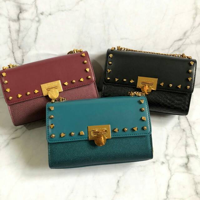 Charles & Keith Stud Detail Pushlock Bag Original New Season