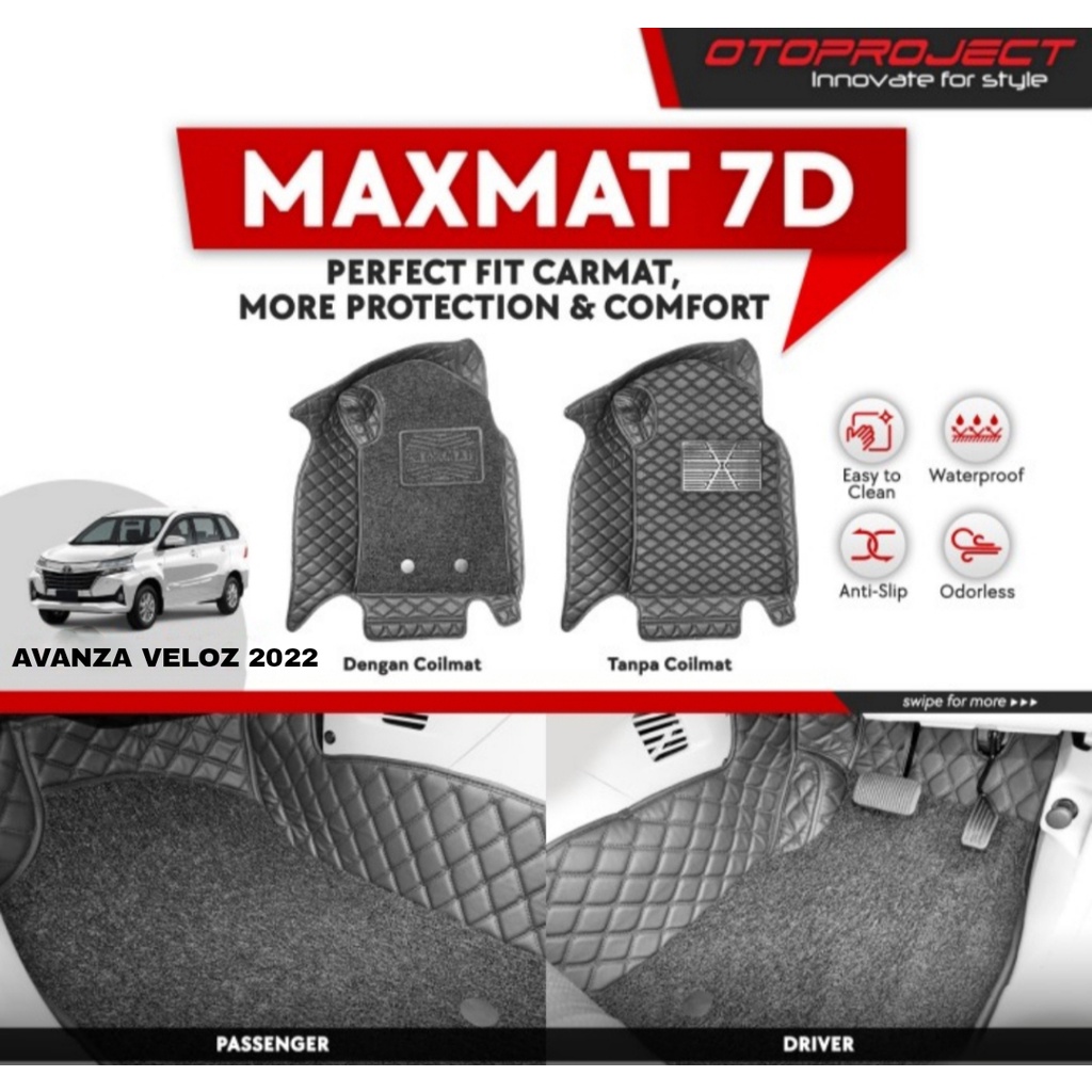 ORI MAXMAT KARPET MOBIL 7D AVANZA VELOZ 2022 FULL BAGASI+COIL MATE