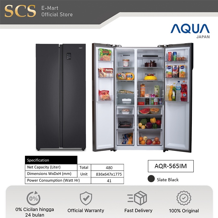 AQUA AQR-565IM(GB) Kulkas Multidoor 2 Door Side by Side | AQR565IM
