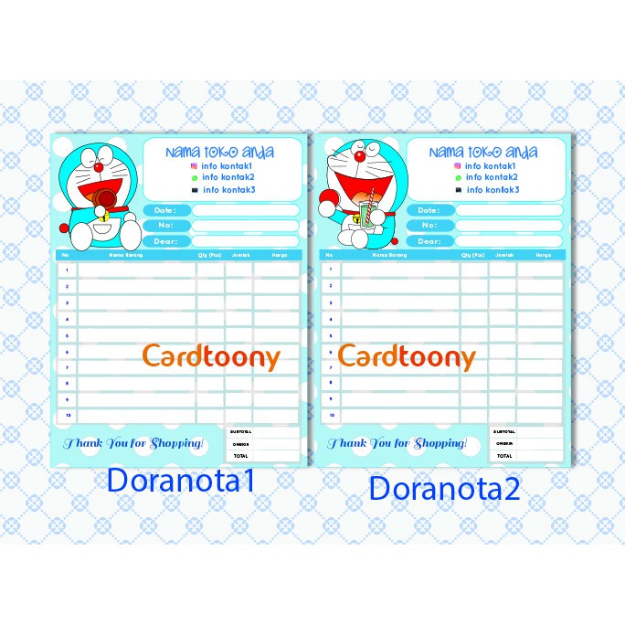 Nota Kwitansi Invoice Full Doraemon 1 Ply