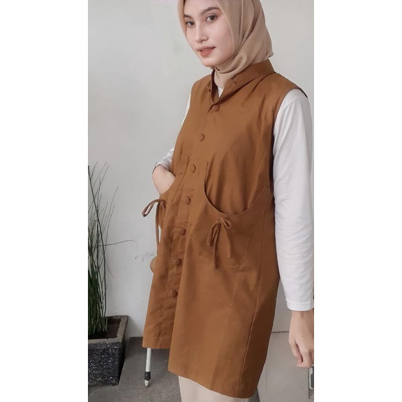Outer Wanita Kekinian//Rompi Panjang Tanpa Lengan// Outer premium murah//Cattleya Top by Stylead