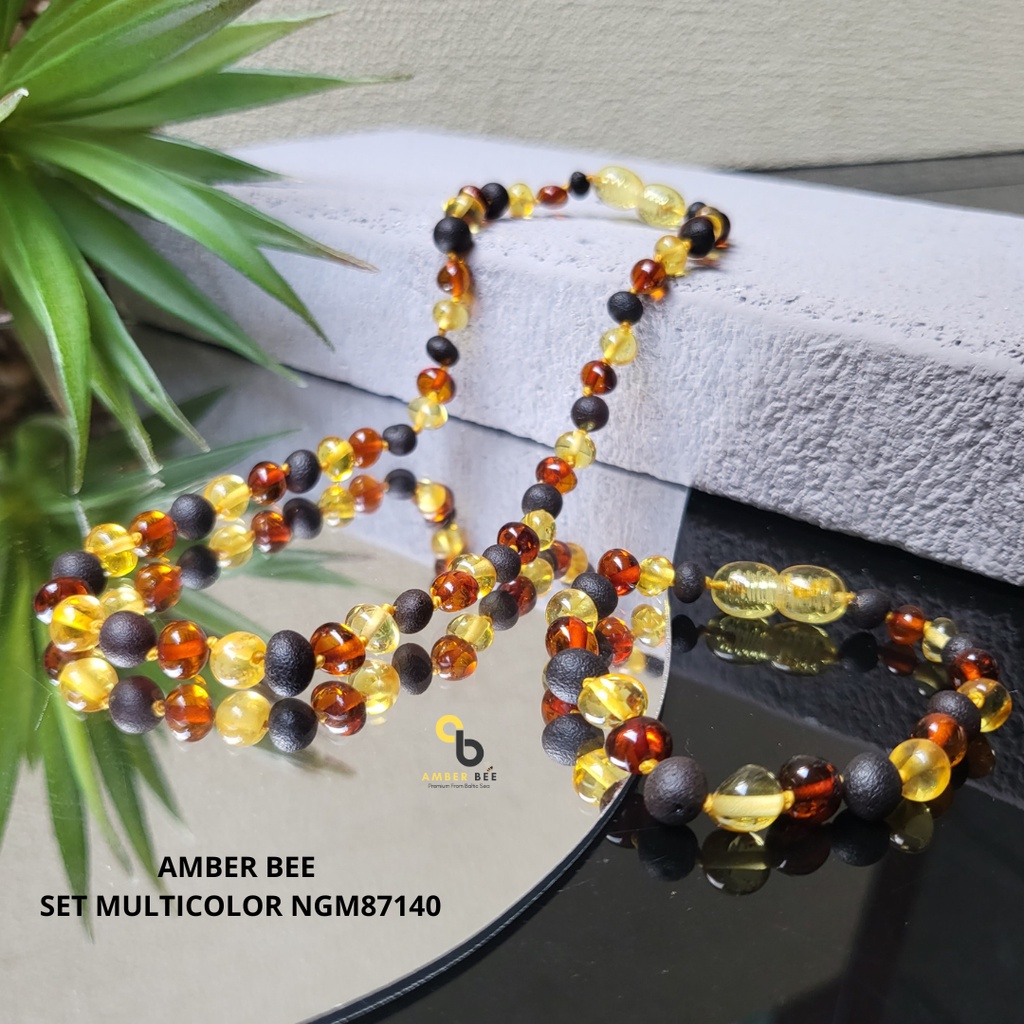 Set Kalung Gelang Amber ORI Baltic Anak Premium Glossy Multicolor SNGM87140 By Amber Bee