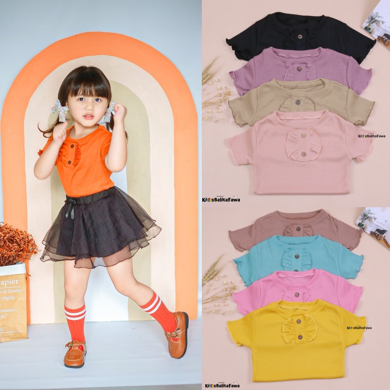 Alesha Knit Wear uk 2-5 Years / Kaos Anak Balita 2-5 Tahun Blouse Atasan Polos Perempuan Bahan Cotton Rib Tebal Stretch