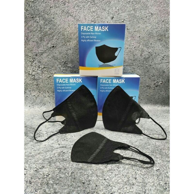 Duckbill hitam putih merk Facemask 1box isi 50pc