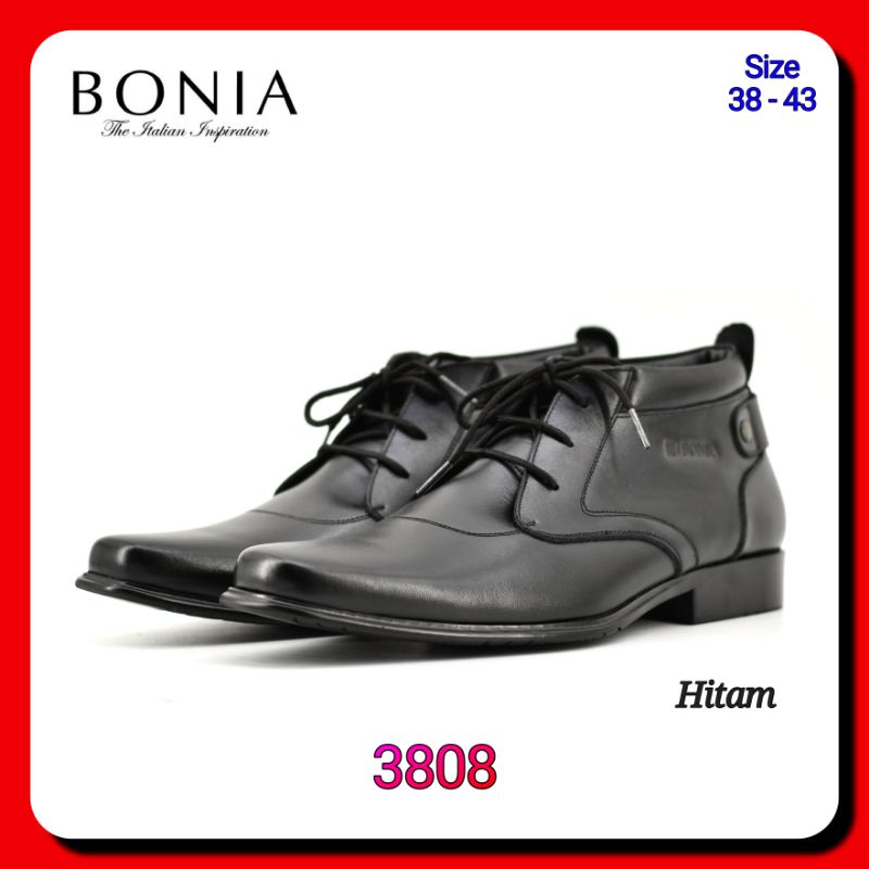 Sepatu Formal Boot Pria Bonia 3808 Kulit Asli