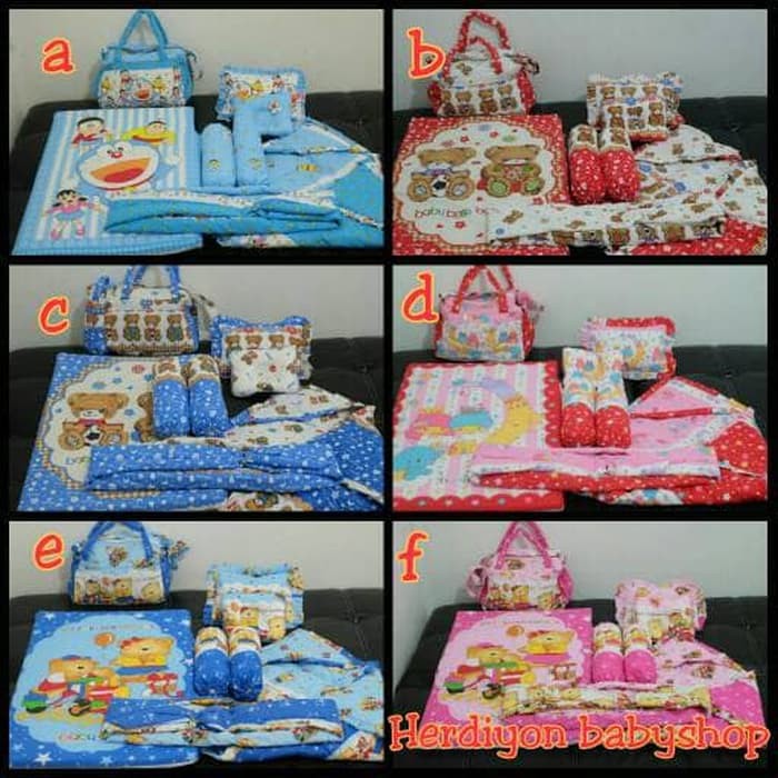 Ibu & Bayi - Tas Perlengkapan Bayi - Set Kasur Bayi Karakter Paket Bantal Guling Selimut Gendongan