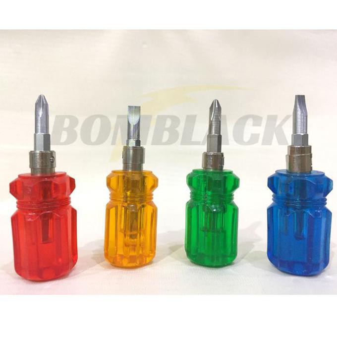 OBENG MINI KECIL PENDEK PLUS MINUS BOLAK BALIK BOGEL CEBOL WARNA