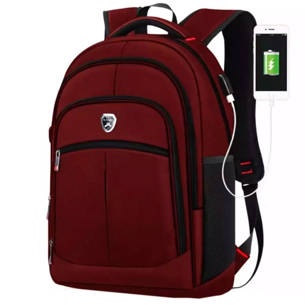 SHOPEE 6.6 SUPER SALE!! Tas Ransel Pria Polo Power P-14005 Tas USB Backpack Laptop Original Import - Bonus USB + Raincover