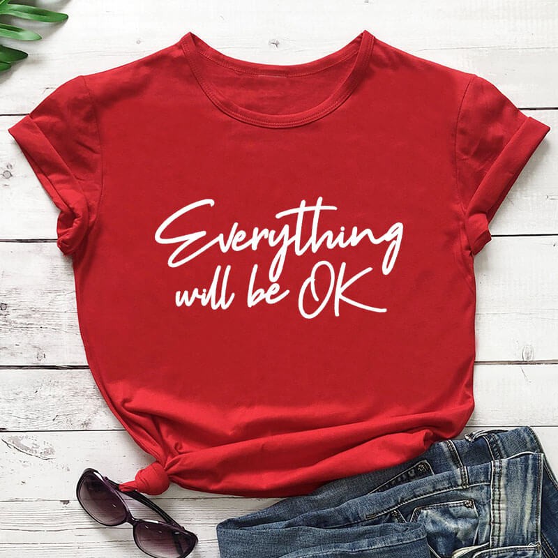 MYSTIQUE.ID-BAJU KAOS EVERYTHING WILL BE OK T-SHIRT LUCU DAN AESTHETIC