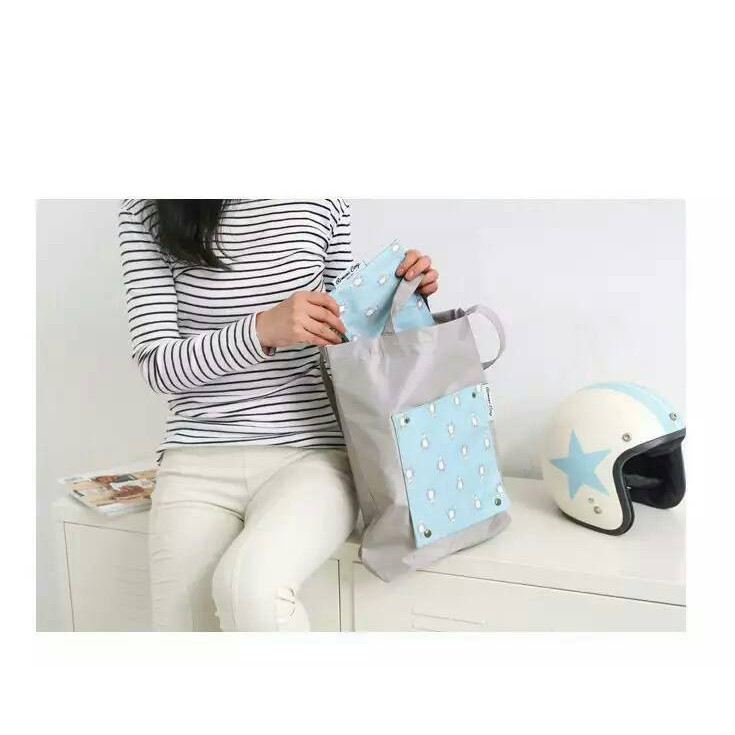 Tas Tangan Lipat Foldable Hand Bag Travel Organizer Bag Doky