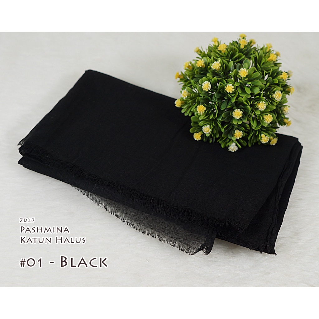 Pashmina Polos Katun Halus - CINDY by Luulu Scarf-#01 - Black