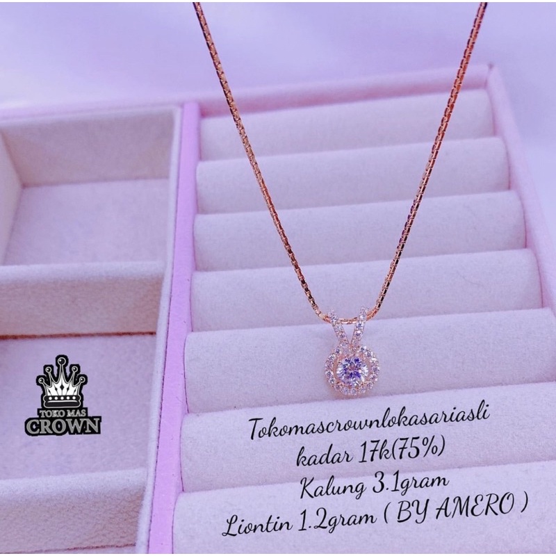 KALUNG SET LIONTIN MODEL DIAMOND LOOK ROSE GOLD