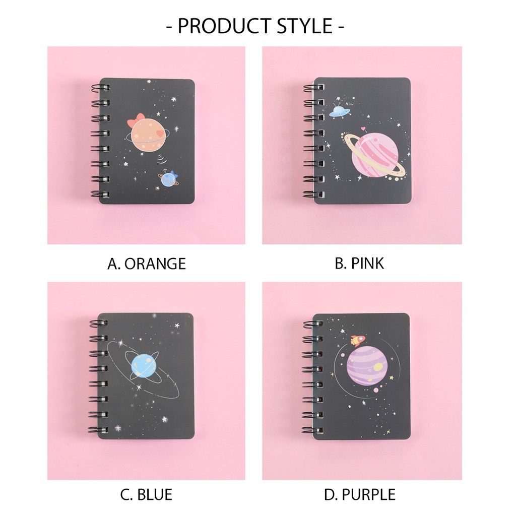 [THE UNIVERSE] Notebook Mini Spiral Motif Galaxy &amp; Animal - ST022