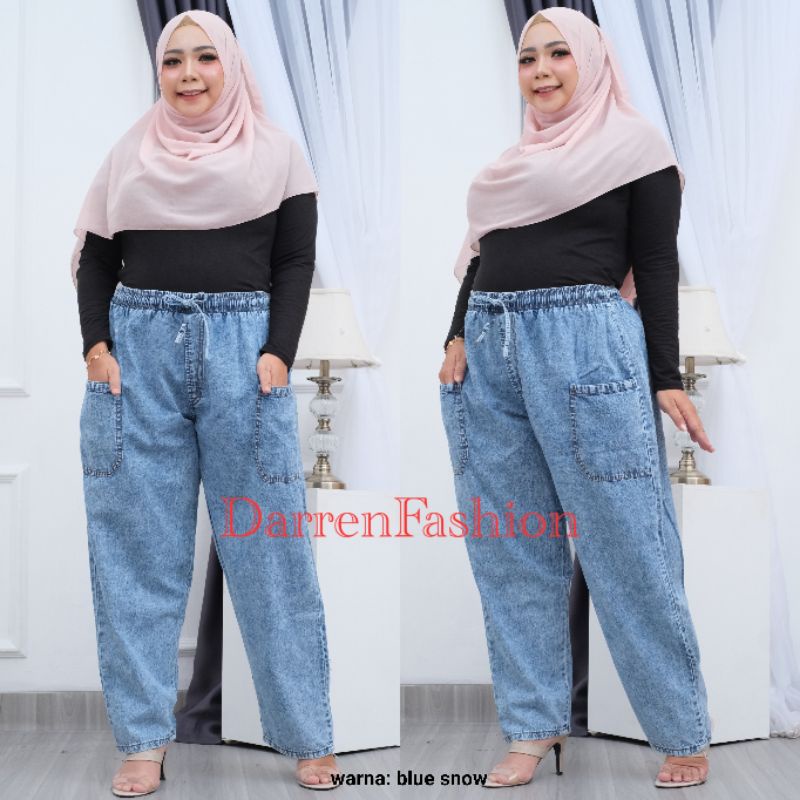 Baggy Pants Sakua Extra Jumbo.  Celana Panjang Jeans Denim Big Size Jumbo. Celana Boyfriend Jumbo