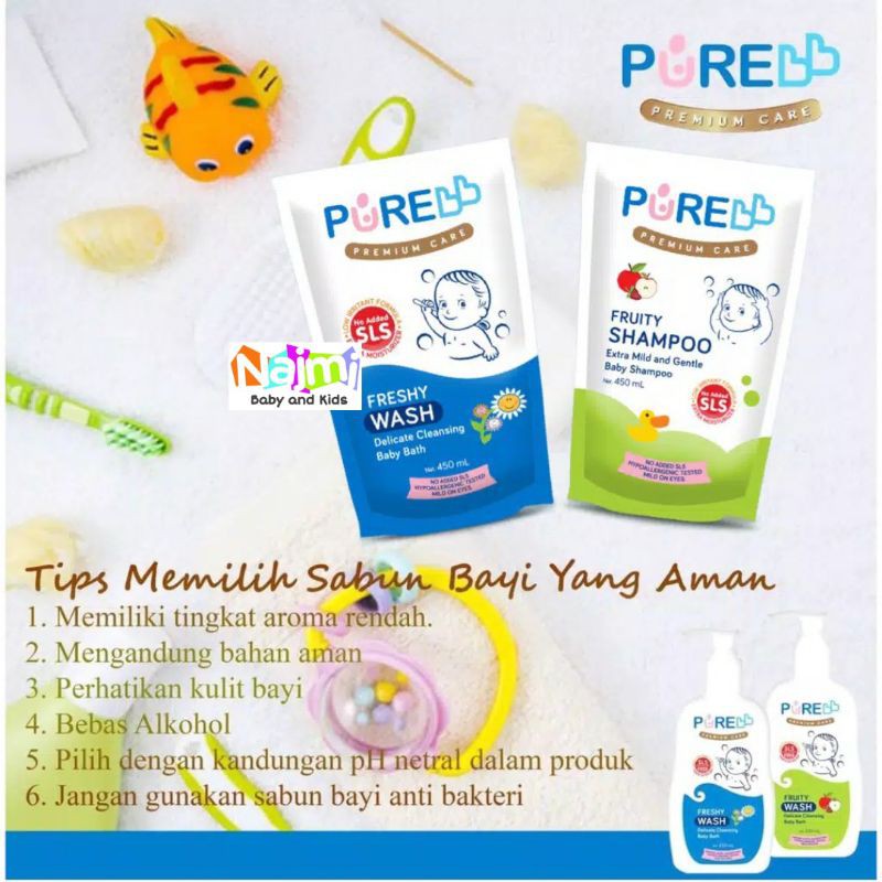 PureBB Pure BB Baby Wash Fruity dan Freshy Eucalyptus 230ml Botol Pump