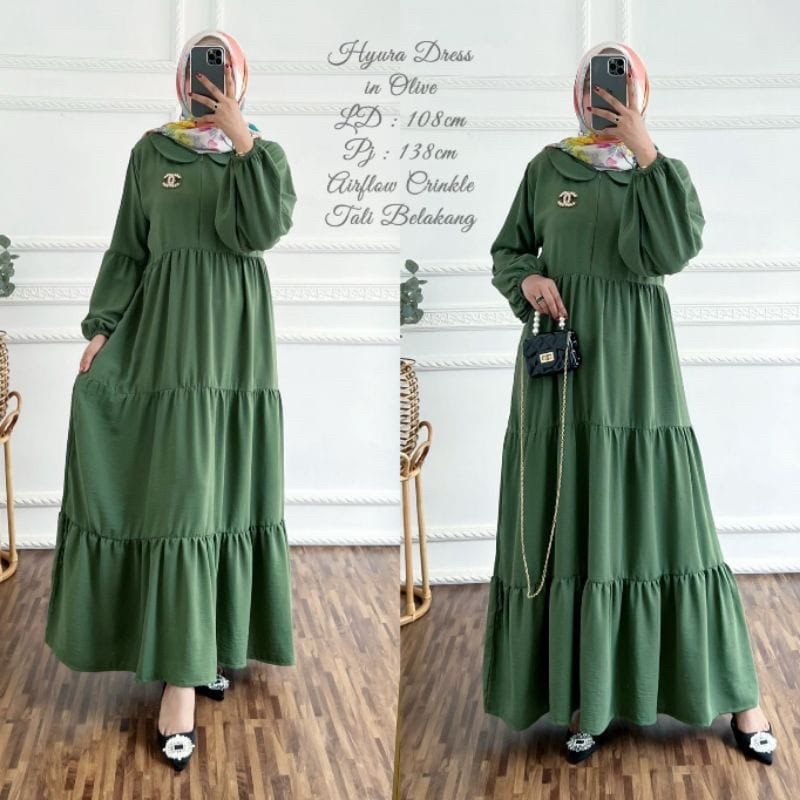 𝐏𝐆𝐌𝐓 •  HYURA DRESS CRINKLE AIRFLOW GAMIS WANITA