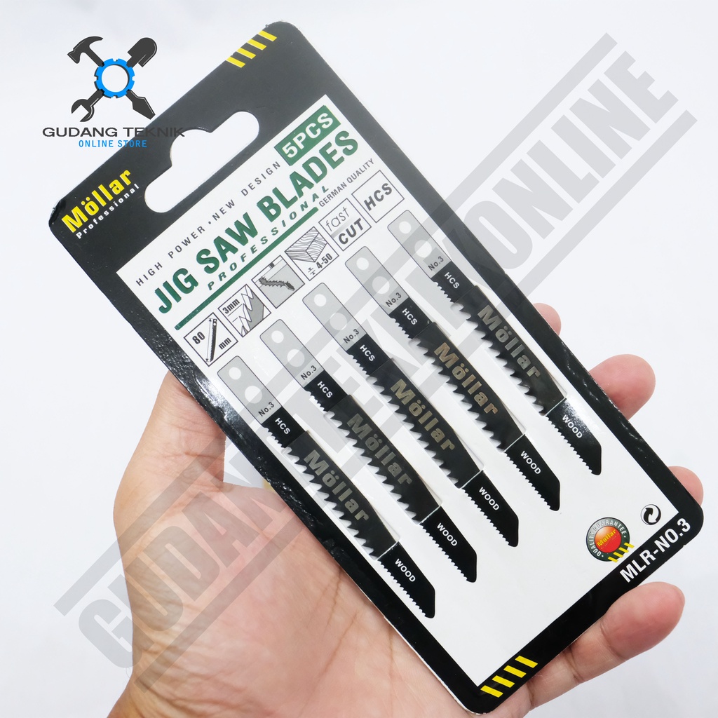 (1SET ISI 5PCS) Mata Jigsaw Set 5Pcs MOLLAR No 1 3 10  / Mata Gergaji Kayu Jigsaw Blade MOLLAR No.1 No.3 No.10 5pcs