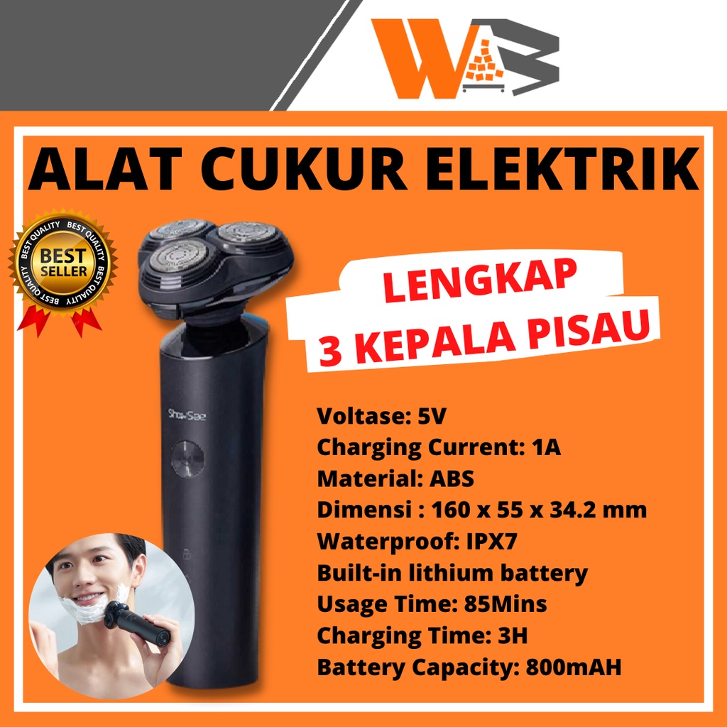 COD Alat Cukur Jenggot Kumis Bulu Halus Diwajah atau DItubuh Alat Cukur Elektrik Electric Shaver 3Head Rechargeable