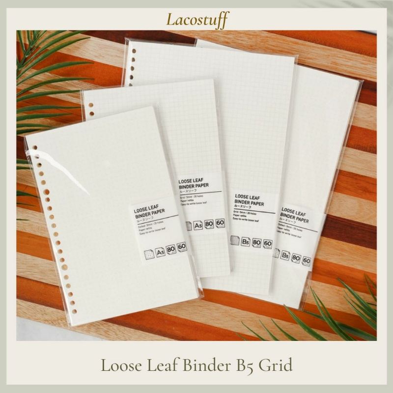 

LACOSTUFF Loose Leaf B5 Grid Kotak Dotted Titik Broken White Kertas Isi Binder 26 Ring