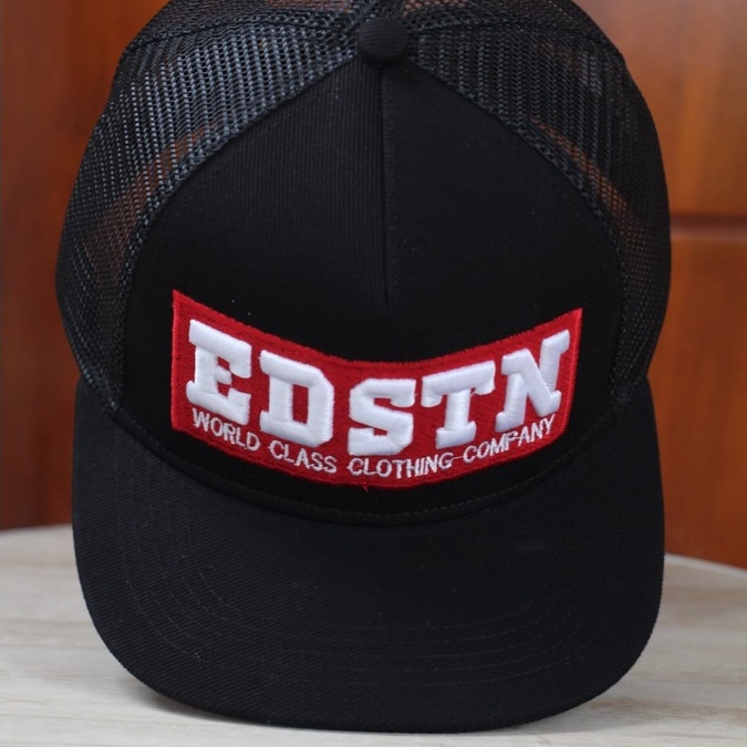 Topi Trucker Baseball Pria Eddostyn Drying Mesh - Hitam