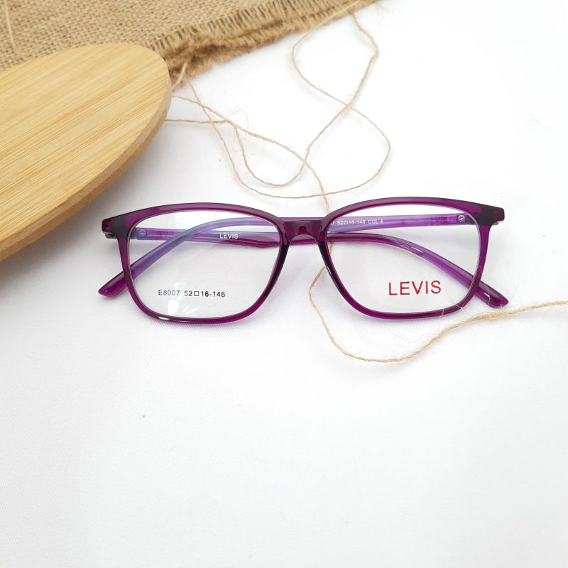 Kacamata/frame Levis 8007 size 52-16-146 Paket lensa radiasi photocromig mines silinder plus