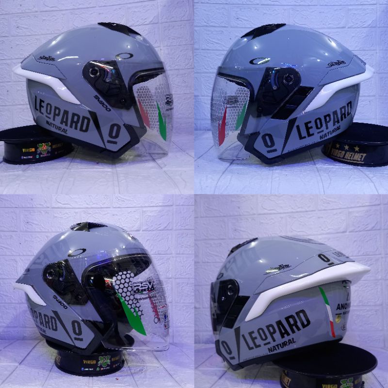 RSV HELM SV300 SOLID BLACK DOFF|MATT PAKET GANTENG-PG Grey Leo V.Clear
