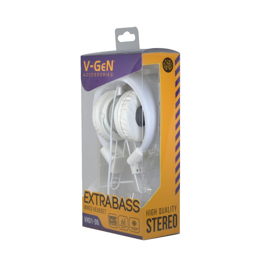 Headset V-GeN VHD1-06 Wired Extra Bass Headphone Foldable Frame VGEN