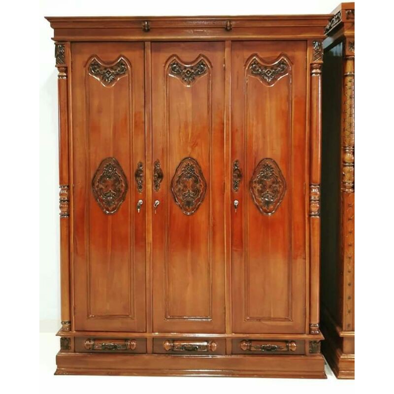 lemari jati peluru pintu 3 kayu jati asli murah promo
