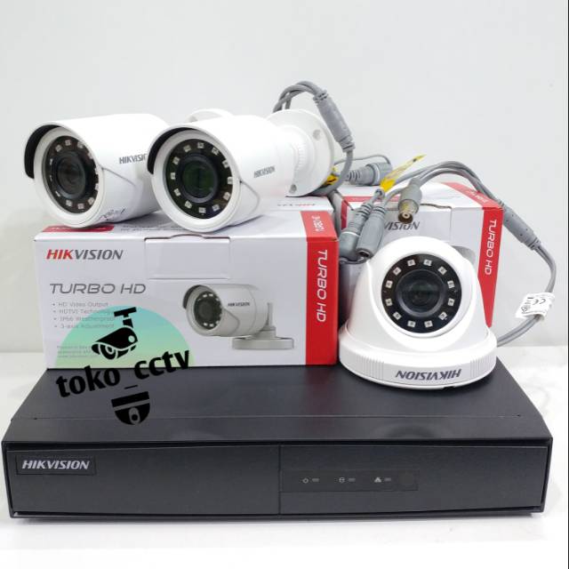 Paket cctv hikvision 3 kamera lengkap siap pasang